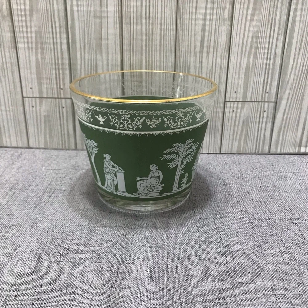 Vintage Wedgewood Green Jeanette Glass Ice Bucket